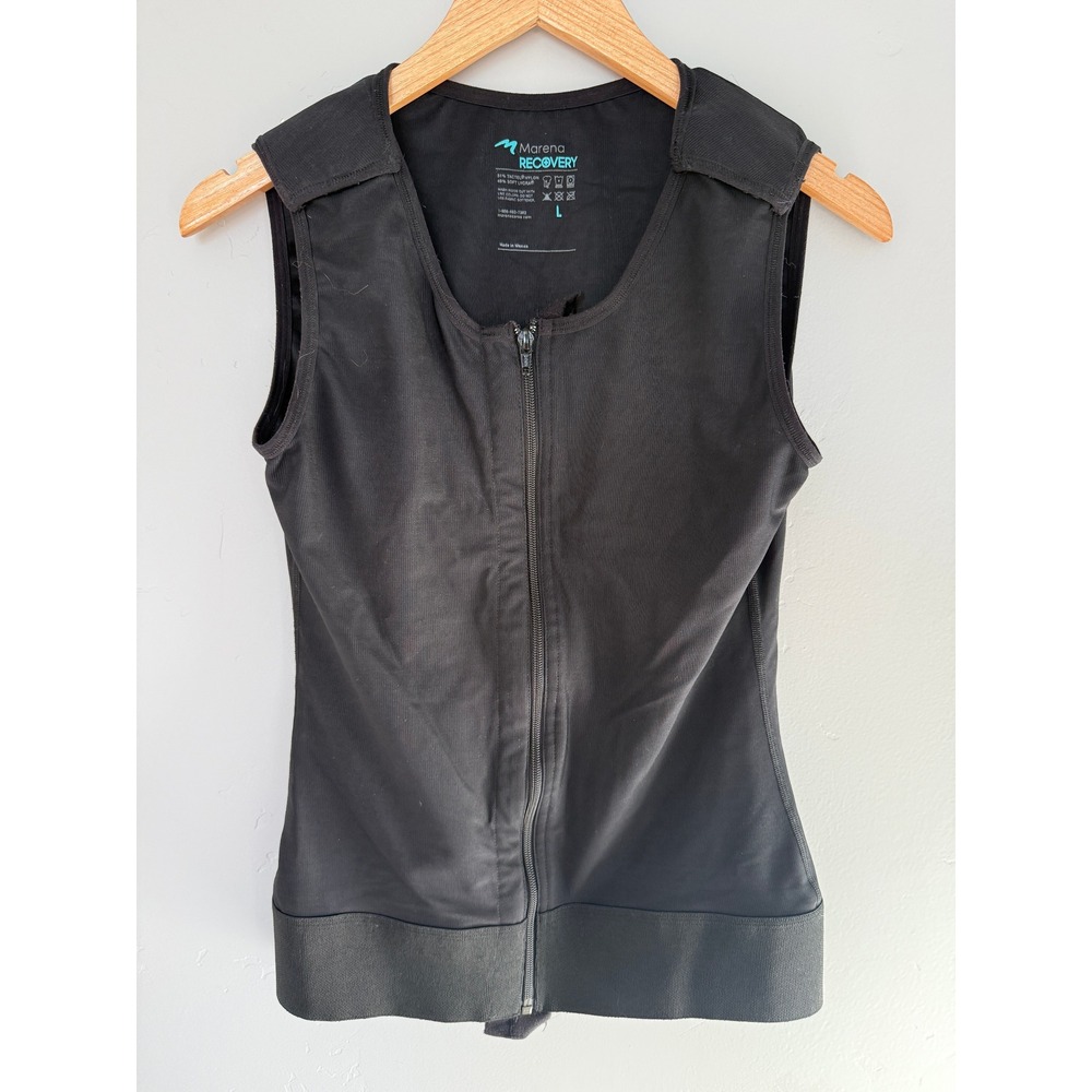 Marena Recovery Compression Vest Womens Size L Black Zipper Front Post‎ Surgery